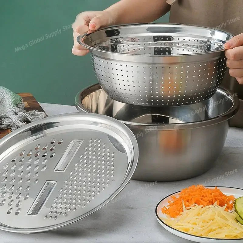 Multifunktionale Edelstahlschüssel mit Sieb